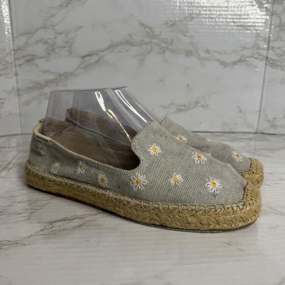 Soludos Shoes Womens Size 9 Espadrille Daisy Embroidered Slip On Floral Canvas - Picture 5 of 14